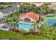 Aerial view of the pool, clubhouse, and tennis court at 2867 Club Cortile Cir, Kissimmee, FL 34746