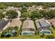 Aerial view of the property showcasing backyard pools and landscaping at 2263 Mallory Cir, Haines City, FL 33844
