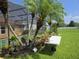 Screened in pool area with lush tropical foliage, perfect for outdoor entertaining at 2357 Great Harbor Dr, Kissimmee, FL 34746