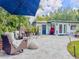 Inviting outdoor patio with pavers, lounge furniture, umbrella, and lush landscaping at 2900 Wessex St, Orlando, FL 32803