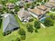 Aerial view of a home with a patio in the backyard, and a community pool nearby at 3144 Dark Sky Dr, Harmony, FL 34773