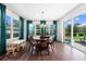 Bright dining area with large windows, a round table, and stylish curtains at 3144 Dark Sky Dr, Harmony, FL 34773