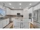 Modern kitchen with stainless steel appliances, granite countertops, and white cabinetry and backsplash at 355 Churchill Ct, Kissimmee, FL 34759