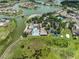 Aerial view showcasing community amenities: pool, clubhouse, playground, tennis courts, and scenic waterfront views at 3856 Shoreside Dr, Kissimmee, FL 34746