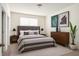 This bedroom offers a cozy carpet, a large headboard and a dresser at 8359 Lookout Pointe Dr, Windermere, FL 34786