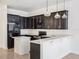 Modern kitchen features dark wood cabinetry, stainless appliances, and a breakfast bar at 8359 Lookout Pointe Dr, Windermere, FL 34786