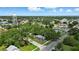 A birds eye view of a gray home featuring a fenced yard and blue porch roof at 1322 New York Ave, St Cloud, FL 34769