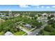 Aerial view of a quaint gray home featuring a fenced yard and blue porch roof at 1322 New York Ave, St Cloud, FL 34769