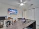 Office features a large desk, television, and white closets for storage at 2525 Ridgeway Dr, Kissimmee, FL 34746
