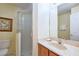 Well-maintained bathroom features a glass-enclosed shower and spacious vanity at 344 Cherokee Ave, Haines City, FL 33844