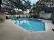 Screened-in pool and spa with concrete deck and clear blue water, with privacy fence and trees at 4820 Wingrove Blvd, Orlando, FL 32819
