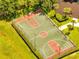 Aerial view of the basketball court with green fencing and green landscaping at 1902 Tumblewater Blvd, Ocoee, FL 34761