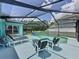 Beautifully screened pool area with patio furniture, lounge chairs, and a view of the surrounding fenced backyard at 336 Hollingshead Loop, Davenport, FL 33896