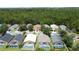 Aerial view of homes, pools, and lush greenery in a neighborhood at 838 Sandy Ridge Dr, Davenport, FL 33896