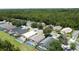 Community aerial view showing backyards with pools and lush greenery at 838 Sandy Ridge Dr, Davenport, FL 33896