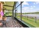 The screened-in patio offers stunning views of the lake and lush greenery at 925 Grand Canal Dr, Poinciana, FL 34759