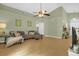 Spacious living room with a high ceiling, neutral colors, and a comfortable sectional sofa at 608 Wechsler Cir, Orlando, FL 32824
