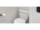 Close up of a white toilet with a gold toilet paper holder in a bathroom at 7043 Carlene Dr, Orlando, FL 32835