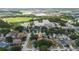 Aerial view of the home with nearby school and a large athletic field at 10934 Rushwood Way, Clermont, FL 34714