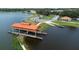Aerial view of community boat dock and lake, showcasing amenities at 1950 Windward Oaks Ct, Kissimmee, FL 34746