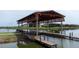 Covered boat dock on a sunny day, perfect for lake access and recreation at 1950 Windward Oaks Ct, Kissimmee, FL 34746