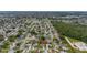 Neighborhood aerial view shows tree-lined streets, well-maintained houses, and nearby green spaces and ponds at 2569 Tandori Cir, Orlando, FL 32837