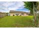 Expansive backyard featuring a well-kept lawn, patio area, and mature trees at 2569 Tandori Cir, Orlando, FL 32837
