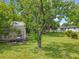 View of the expansive backyard featuring green grass and a storage shed at 5312 Kingswood Dr, Orlando, FL 32810