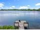 Scenic lake view featuring a private wooden dock, perfect for enjoying nature and relaxation by the water at 5312 Kingswood Dr, Orlando, FL 32810