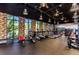 Bright gym with modern equipment, views of a lake and brick accent wall at 816 Longboat Dr, Davenport, FL 33896