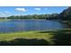 Scenic pond with lush green surroundings and mature trees offering a tranquil setting for community enjoyment at 10722 Clover Walk Dr, Orlando, FL 32825