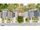Overhead view of neatly aligned homes with green lawns and paved driveways in a suburban setting at 1506 Brookebridge Dr, Orlando, FL 32825