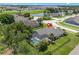 Aerial view of the home with screened pool, landscaping, and community at 1525 Gants Cir, Kissimmee, FL 34744