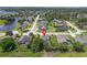 Aerial view of the home with screened pool, landscaping, and neighborhood pond at 1525 Gants Cir, Kissimmee, FL 34744