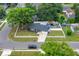 Birds-eye view of house with fenced yard, surrounding greenery, and neighborhood streets at 1710 Thor Ave, Apopka, FL 32703