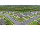 Aerial view showcasing a well-maintained residential neighborhood with green spaces and sidewalks at 1864 Castleton Dr, St Cloud, FL 34771