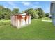 The property has a white shed in the backyard, for extra storage at 2444 Oak Mill Dr, Kissimmee, FL 34744