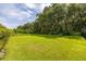 Large backyard features a well-kept lawn, shade trees, and secure perimeter fencing at 3837 Carrick Bend Dr, Kissimmee, FL 34746