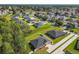 Wide aerial view of a residential neighborhood featuring manicured lawns and tree-lined streets, and homes at 536 Bristol Cir, Kissimmee, FL 34758