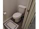Close up shot of a toilet in a bathroom with a white rug and a roll of toilet paper at 621 Vittorio Dr, Winter Haven, FL 33884