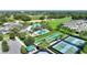 An aerial view showcases community amenities including the pool, clubhouse, and tennis courts, all near a golf course at 7834 Stoney Bay Loop, Kissimmee, FL 34747