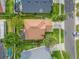 Straight down aerial of a home with a brown roof and a large backyard at 10957 Norcross Cir, Orlando, FL 32825