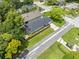 Aerial view highlights the property's black roof and fenced yard within a neighborhood setting with tree coverage at 1501 Delaware Ave, St Cloud, FL 34769