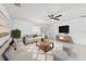 Inviting living room featuring neutral tones, stylish furniture, and a sleek ceiling fan at 1501 Delaware Ave, St Cloud, FL 34769