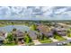 Aerial view of a lakeside community with well-manicured lawns and beautiful homes on a sunny day at 2823 Sail Breeze Way, Kissimmee, FL 34744