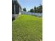 Large grassy backyard enclosed by a white fence and screened-in porch, perfect for outdoor activities and relaxation at 506 Myakka Pl, Kissimmee, FL 34759