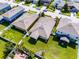 Aerial view displaying the property's location, yard size, and proximity to neighboring houses at 1940 Banner Ln, St Cloud, FL 34769