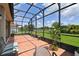Relaxing screened lanai with comfortable seating, perfect for enjoying the tranquil backyard scenery at 324 Sorrento Rd, Poinciana, FL 34759