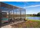 Screened-in patio with a beautiful pool and a scenic water view, offering a relaxing outdoor space at 2901 Protagonist St, Kissimmee, FL 34746