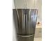 A modern stainless steel refrigerator with a sleek design, complemented by white cabinets, adds sophistication to the kitchen at 2659 Park Ridge St, Apopka, FL 32712